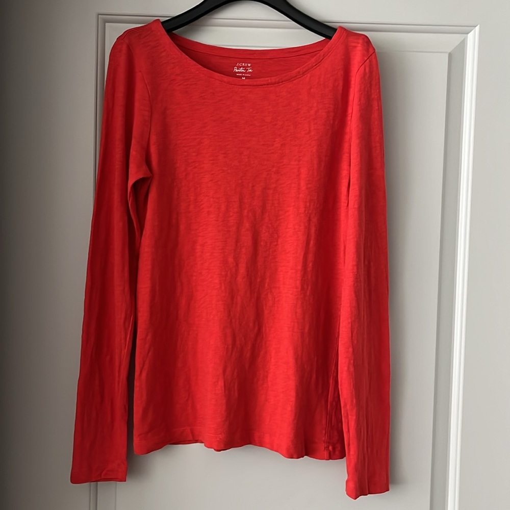 J.Crew Women's Painter Tee Long Sleeve Orange Top